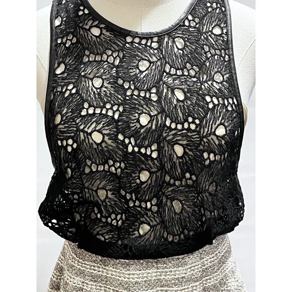 Tracy Reese Leather Trim Lace‎ & Tweed A-Line Dress With Pockets Size 6 - Picture 13 of 15